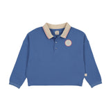 Lil Legs Boating Crew Patch Girls Polo - Fresh Blue