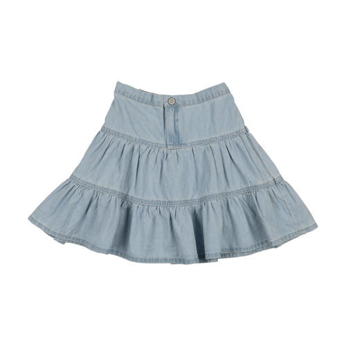 Lil Legs Denim Tiered Skirt - Light Wash