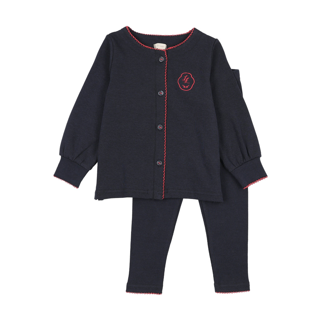Lil Legs Girls Shabbos Lounge Set - Navy