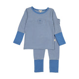 Lil Legs Striped Lounge Set - Fresh Blue Stripe