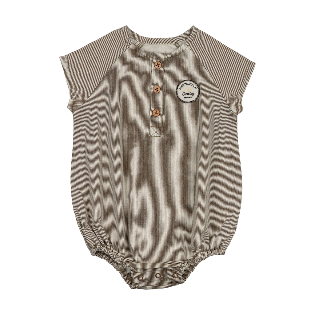 Lil Legs Dainty Denim Boys Romper - Natural Stripe