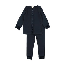 Load image into Gallery viewer, Lil Leggs Velour Trim Lounge Set - Navy
