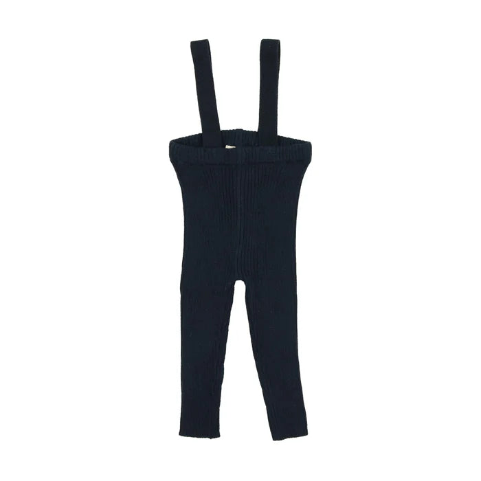 Lil Legs Knit Suspender Leggings - Navy