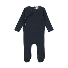 Load image into Gallery viewer, Lil Leggs Velour Trim Footie - Navy
