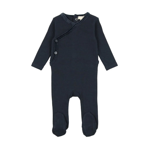 Lil Leggs Velour Trim Footie - Navy