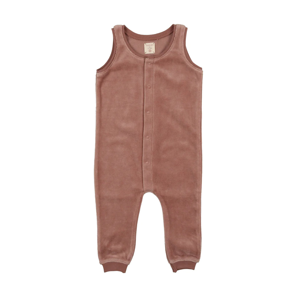 Lil legs Velour Overalls -Mulberry