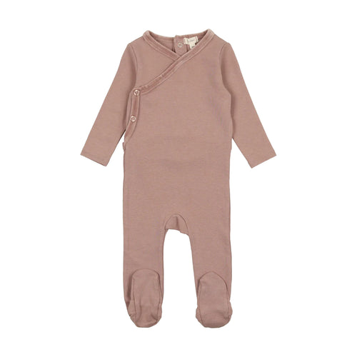Lil Leggs Velour Trim Footie - Mauve