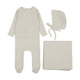 Lilette Mini Floral Print Layette Set - Cream/Blue