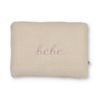 Little Fawn Bebe Embroidered Knit Pillow - Natural/Pink
