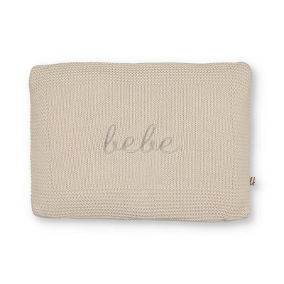 Little Fawn Bebe Embroidered Knit Pillow - Natural/Beige