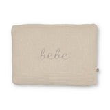 Little Fawn Bebe Embroidered Knit Pillow - Natural/Beige