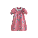 Cera Una Volta Loredana Dress - Pink Flowers (Cream Collar)