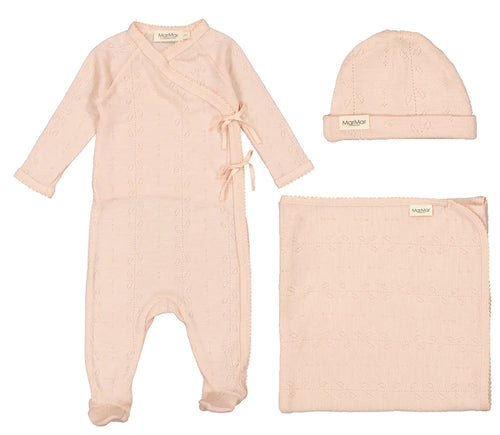 Marmar Wool Pointelle 3Pc Set - Sheer Rose