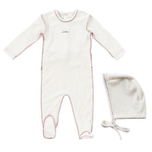 Load image into Gallery viewer, Kipp Edge Stitch Romper &amp; Bonnet Set - Mauve