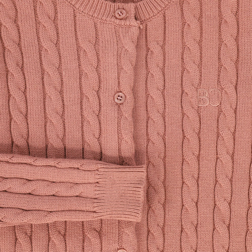 Bace Cable Knit Logo Cardigan - Mauve