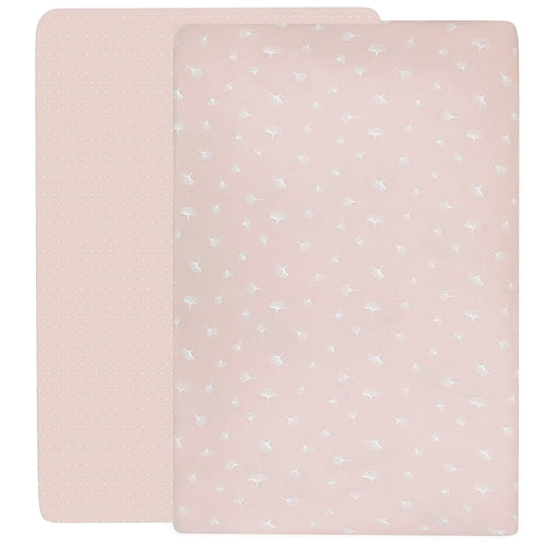 Ely's & Co Cotton Pack N Play / Portable Crib Sheet - Pink Gingko