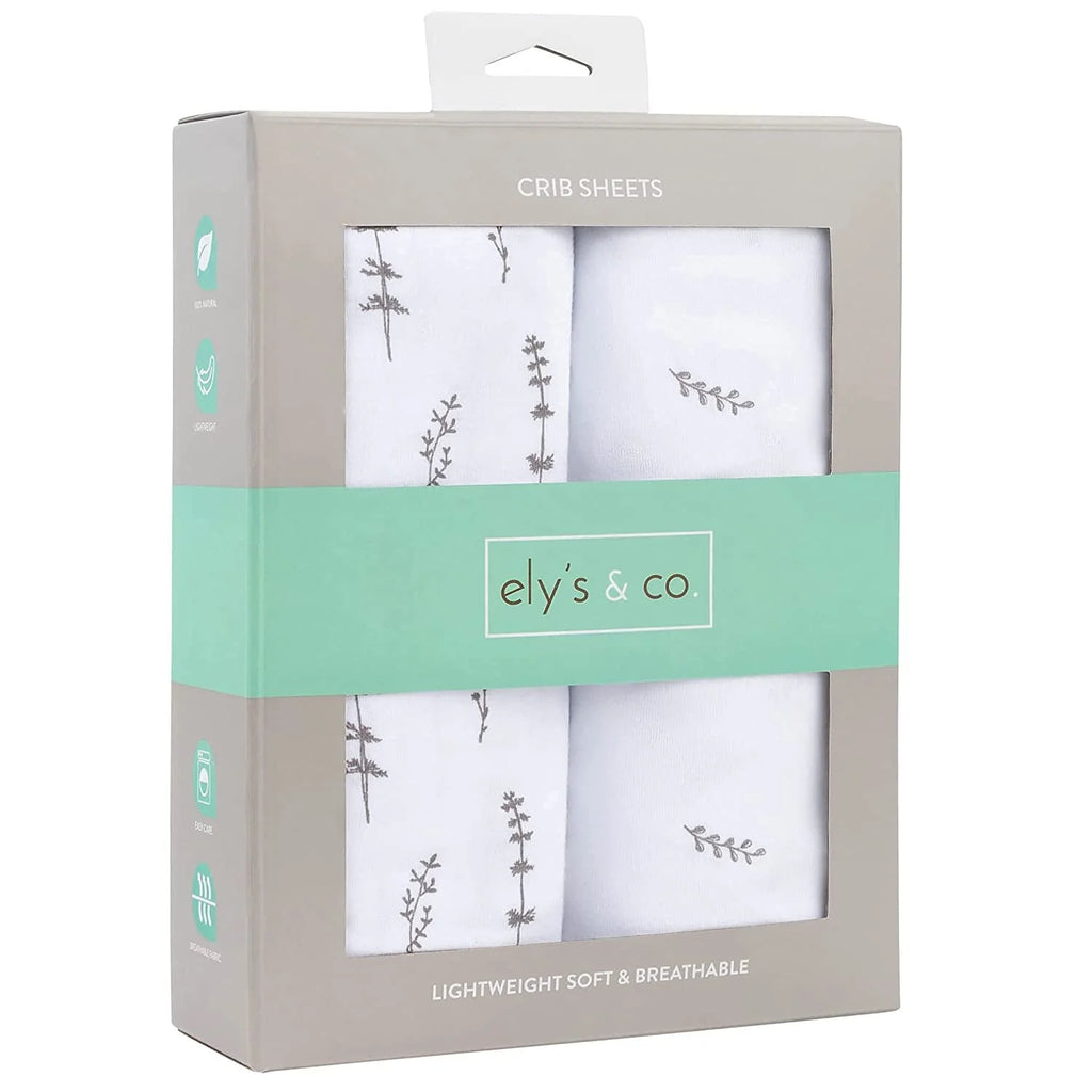 Ely's & Co. Crib/Toddler Sheet Forest Grey Leaves