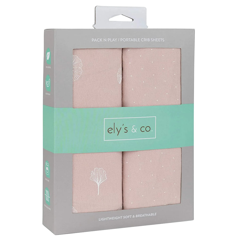 Ely's & Co Cotton Pack N Play / Portable Crib Sheet - Pink Gingko