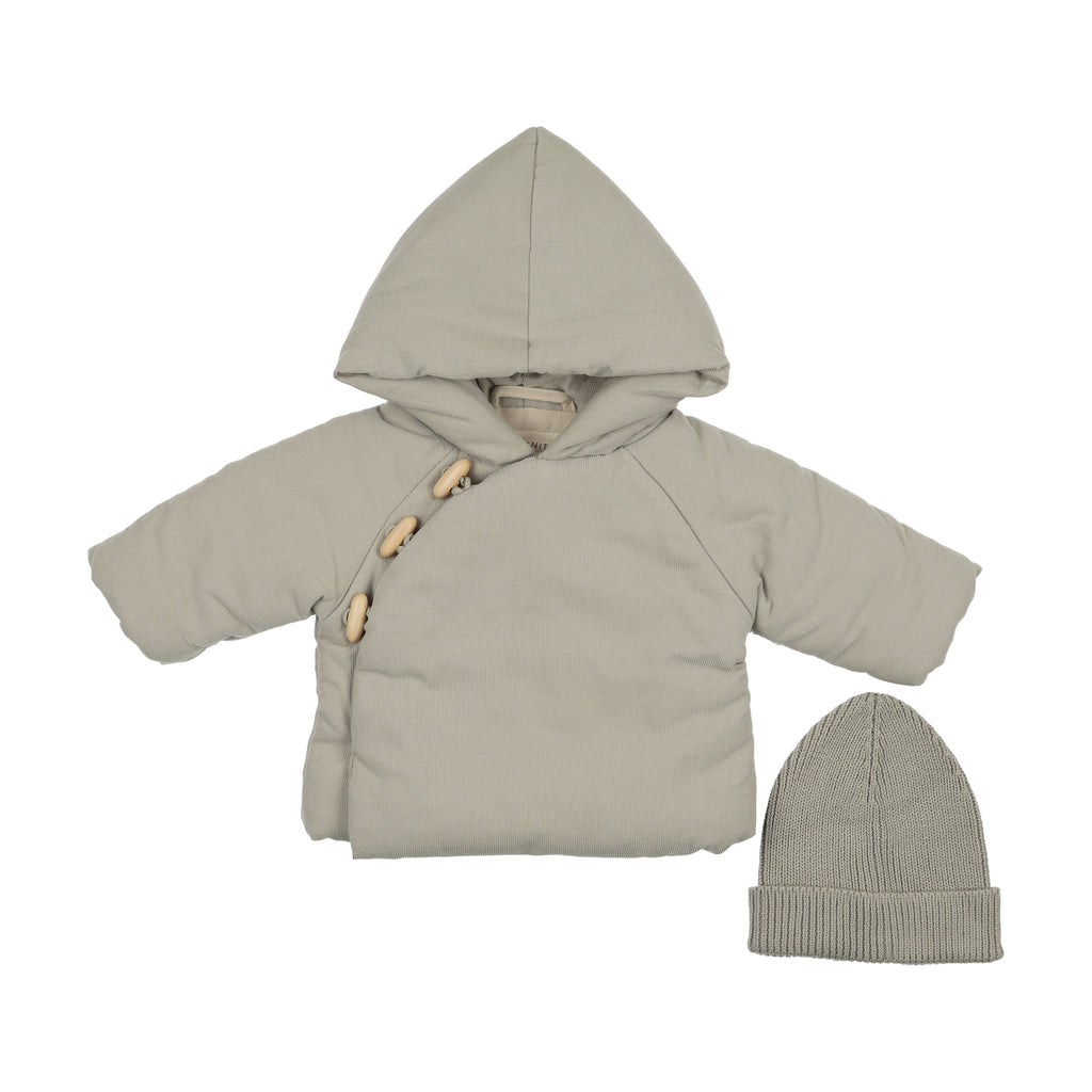 Mema Knits Corduroy Jacket & Knitted Beanie - Stone