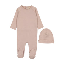 Load image into Gallery viewer, Mema Knits Raglan Polka Dotted Footie + Beanie - Pale Pink