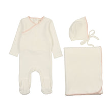 Load image into Gallery viewer, Mema Knits Velour Embroidered 3PC Set - Cream / Pink Tint