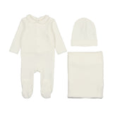 Mema Knits Picot Edge Velour 3PC Set - Winter White