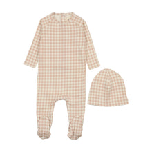 Load image into Gallery viewer, Mema Knits Gingham Footie + Beanie - Pale Pink