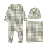 Mema Knits Gingham 3PC Set - Sea Blue