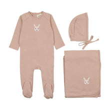 Load image into Gallery viewer, Mema Knits French Terry Embroidered Animal 3PC Set - Pale Pink