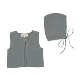 Mema Knits Knit One Button Crop Vest - Dove