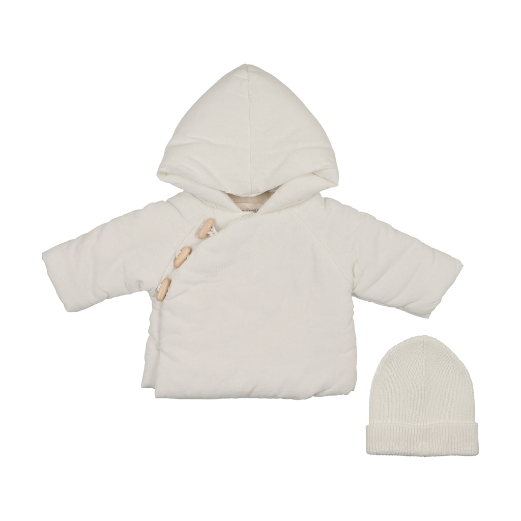 Mema Knits Corduroy Jacket & Knitted Beanie - Winter White