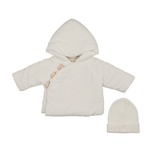 Mema Knits Corduroy Jacket & Knitted Beanie - Winter White