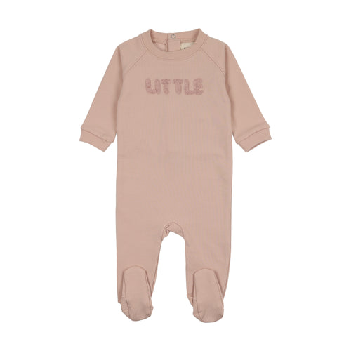Mema Knits Sherpa Wordart Footie - Pale Rose
