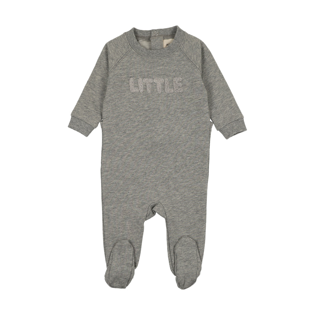Mema Knits Sherpa Wordart Footie - Grey