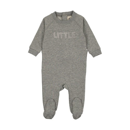 Mema Knits Sherpa Wordart Footie - Grey