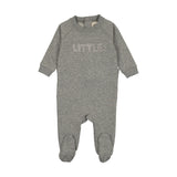 Mema Knits Sherpa Wordart Footie - Grey
