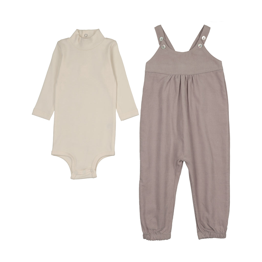 Mema Knits Corduroy Overall And Onesie Set - Hazy Lavender