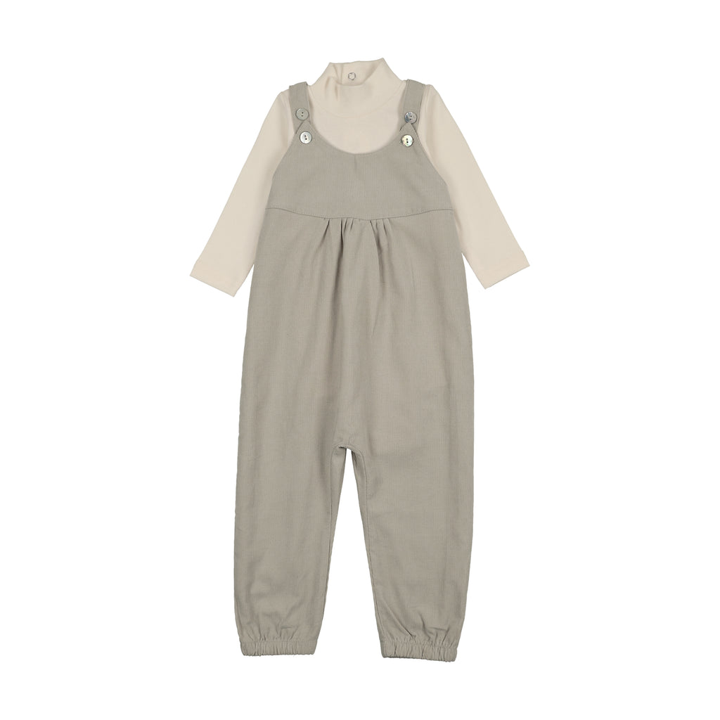 Mema Knits Corduroy Overall And Onesie Set - Hazy Blue