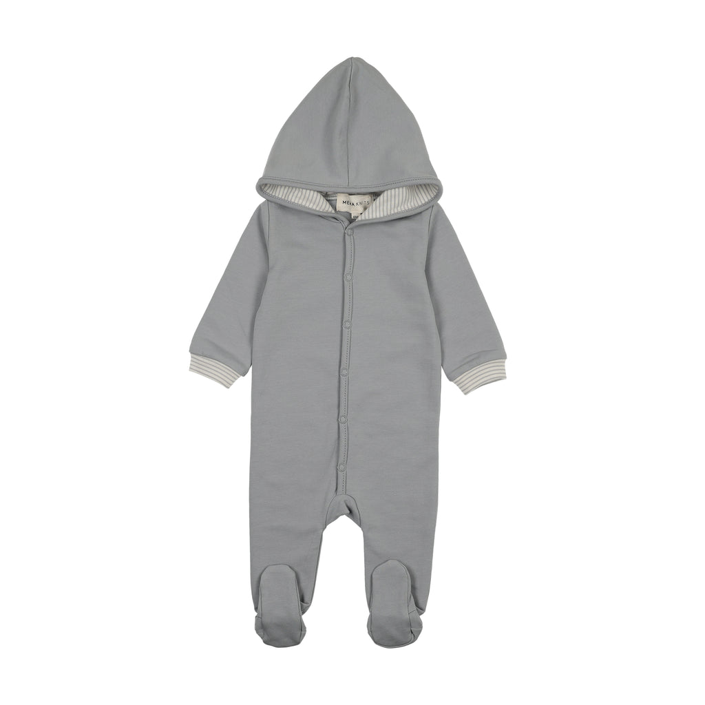 Mema Knits Hooded Footie - Dove Blue