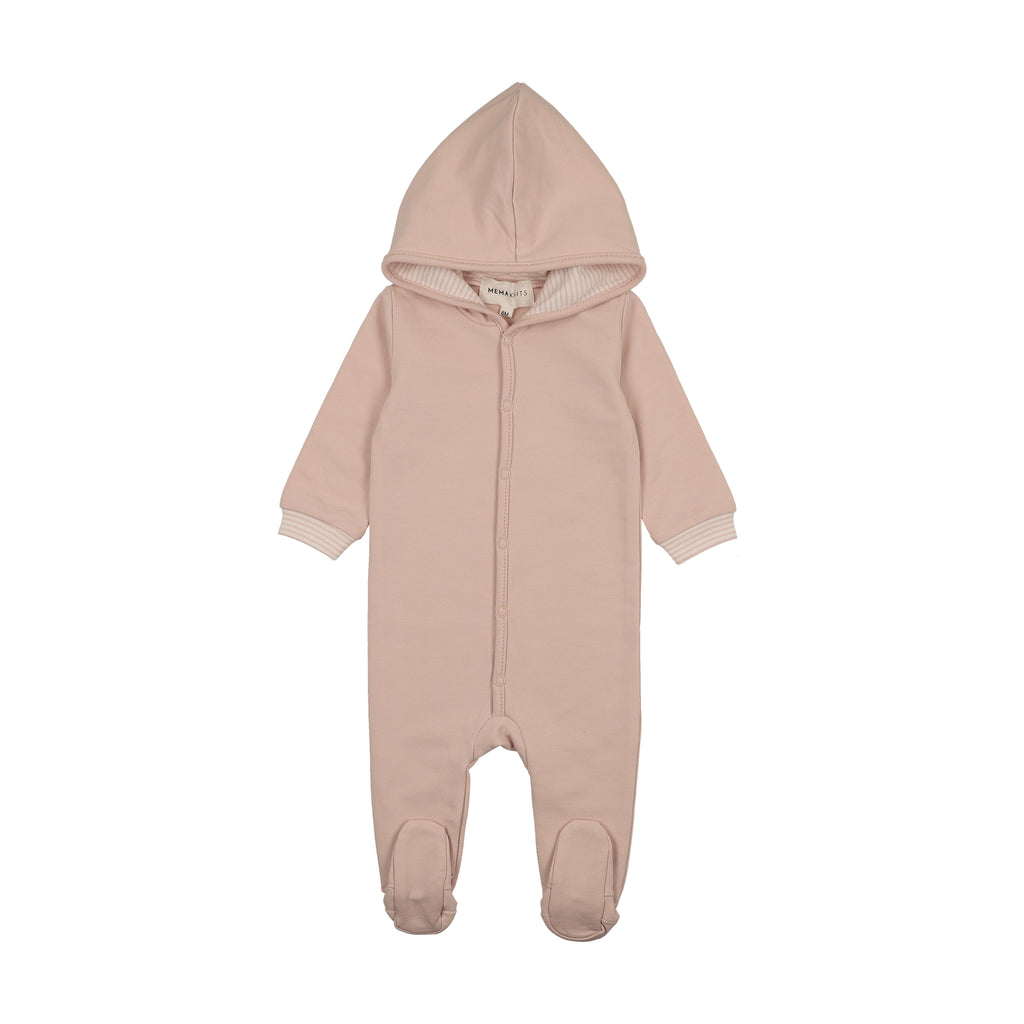 Mema Knits Hooded Footie - Pale Rose