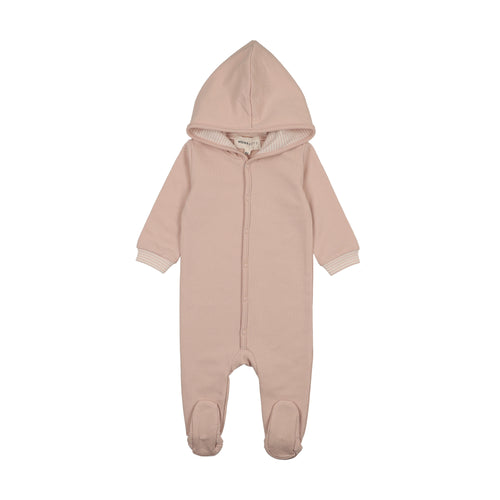 Mema Knits Hooded Footie - Pale Rose