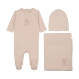 Mema Knits Vintage Bunny Print Layette Set - Baby Blush/Pink