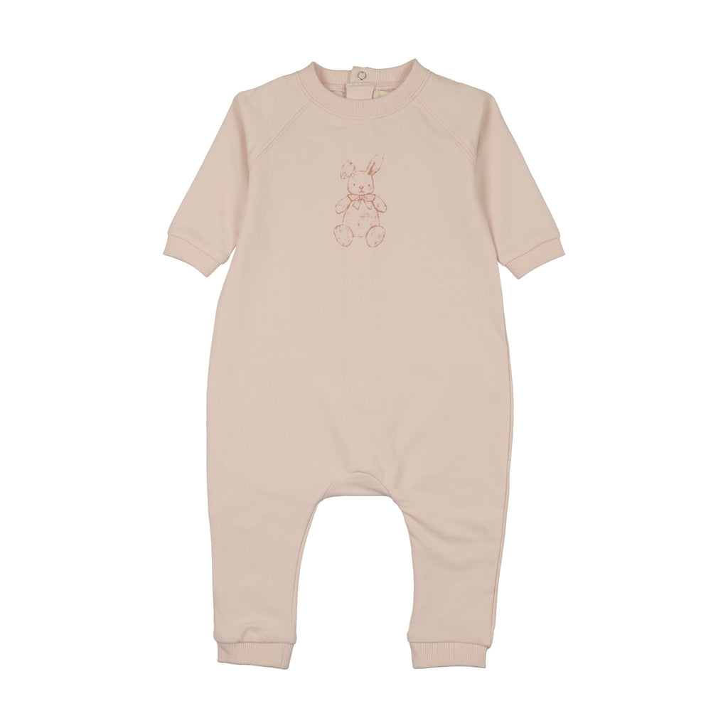 Mema Knits Vintage Bunny Print Jumpsuit - Baby Blush/Pink