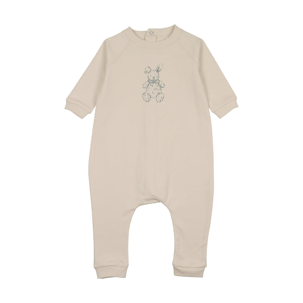 Mema Knits Vintage Bunny Print Jumpsuit - Light Beige/Blue