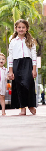 Mini Nod Rope Cropped Shirt Girls - White/Pink