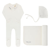 Ely's & Co Floral Star Embroidered Collar Collection Layette Set - Ivory/Blue