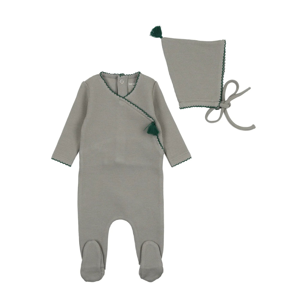 Bee & Dee Waffle Wrap Layette Set - Sky Gray