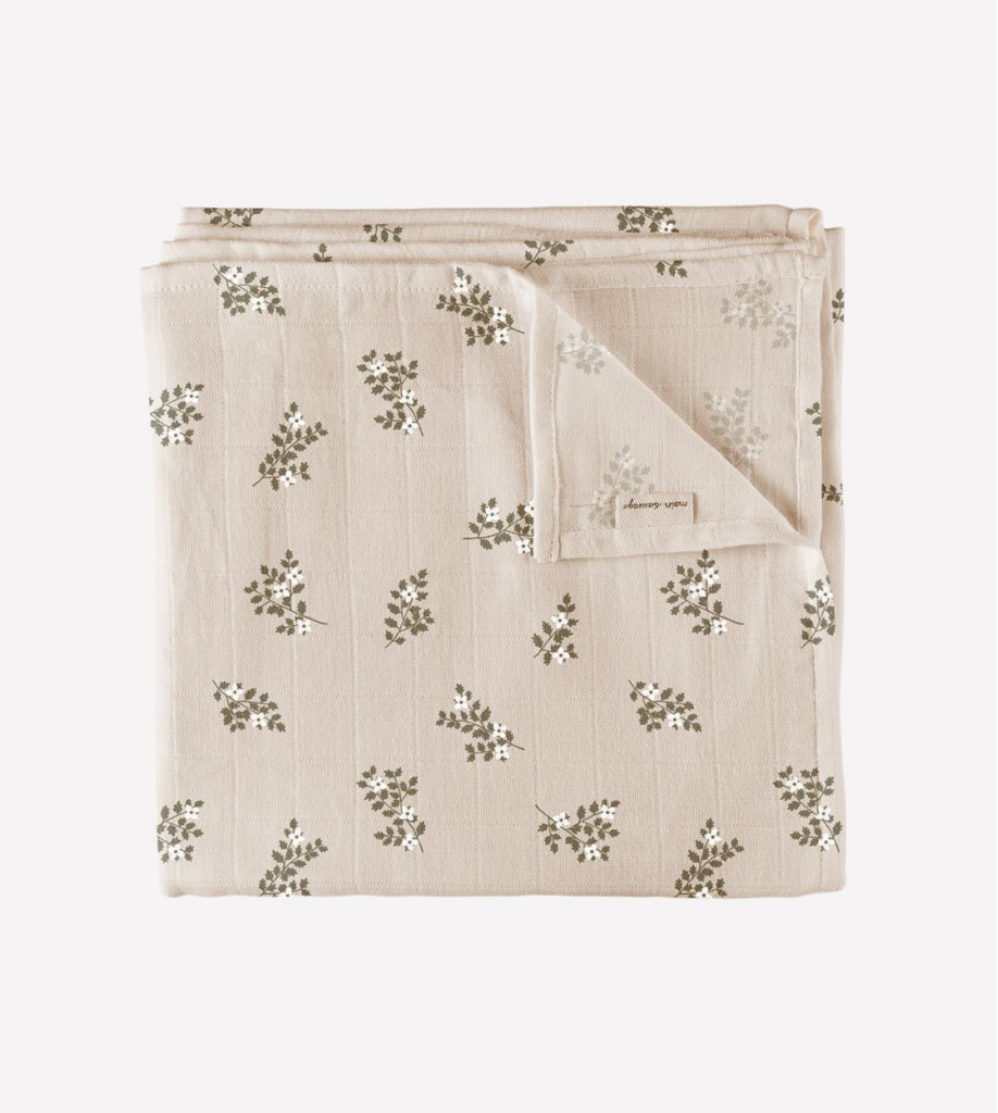 Main Sauvage Muslin Swaddle Blanket  - Holly Flowers