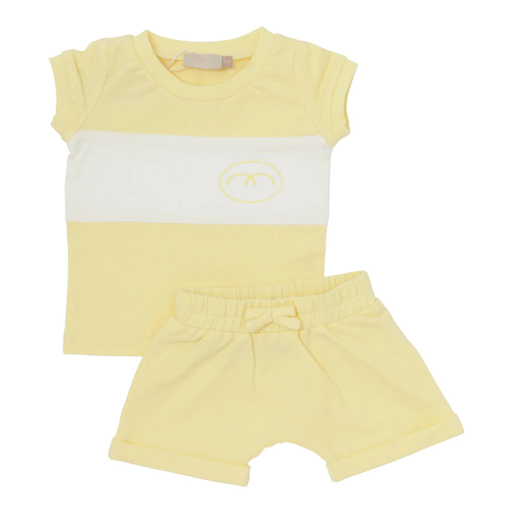 Numu Striped Baby Boy Sweat Set - Pale Yellow