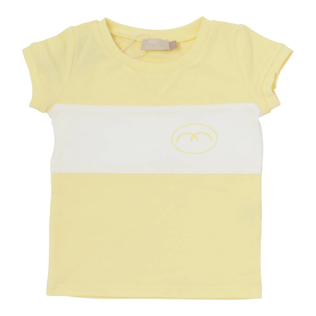 Numu Striped Sweat Short Sleeve Top - Pale Yellow